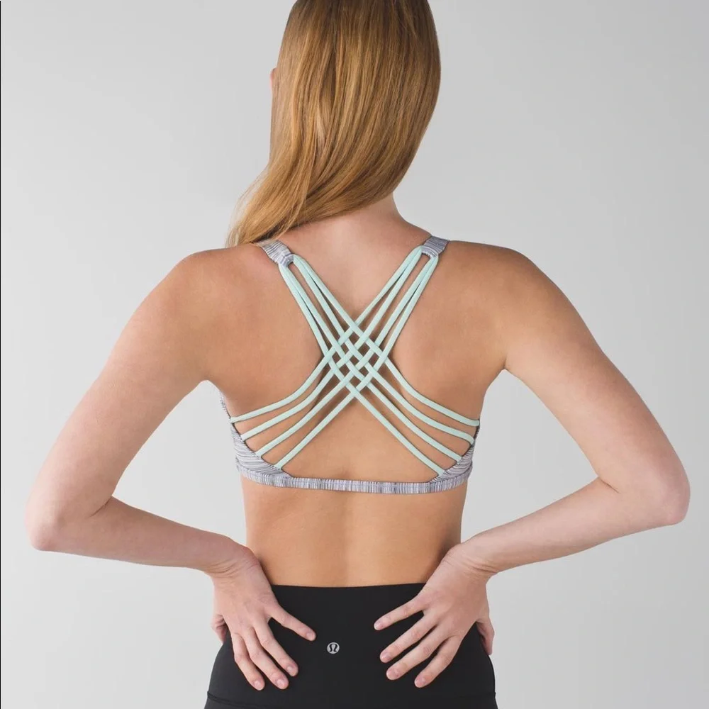 lululemon athletica Grey Heather & Mint Strappy Sports Bra